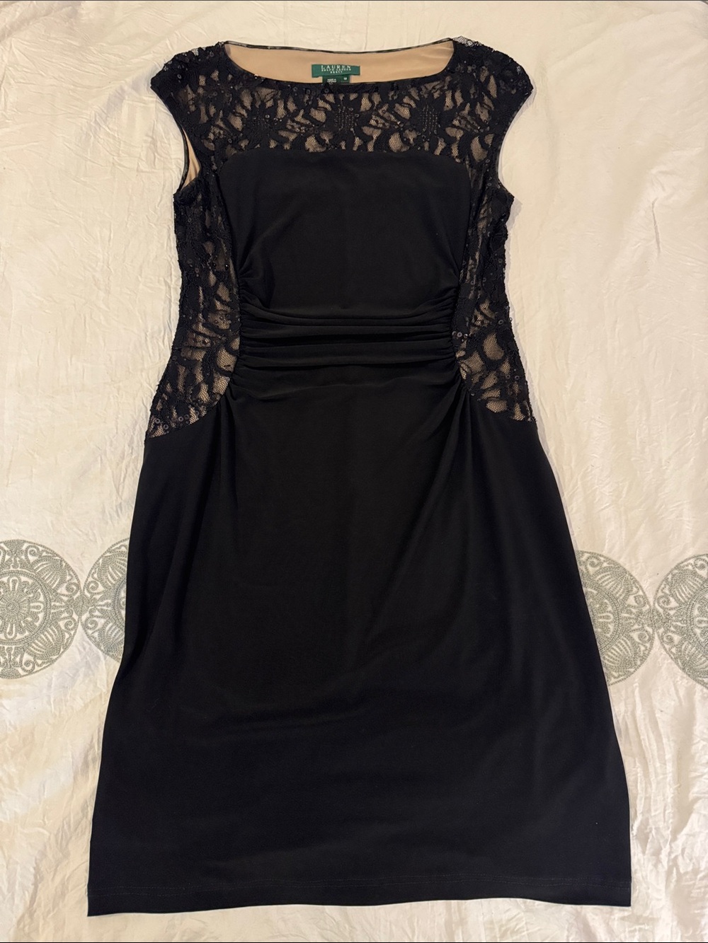 Lauren Ralph Lauren Black Lace-Trim Sheath Dress